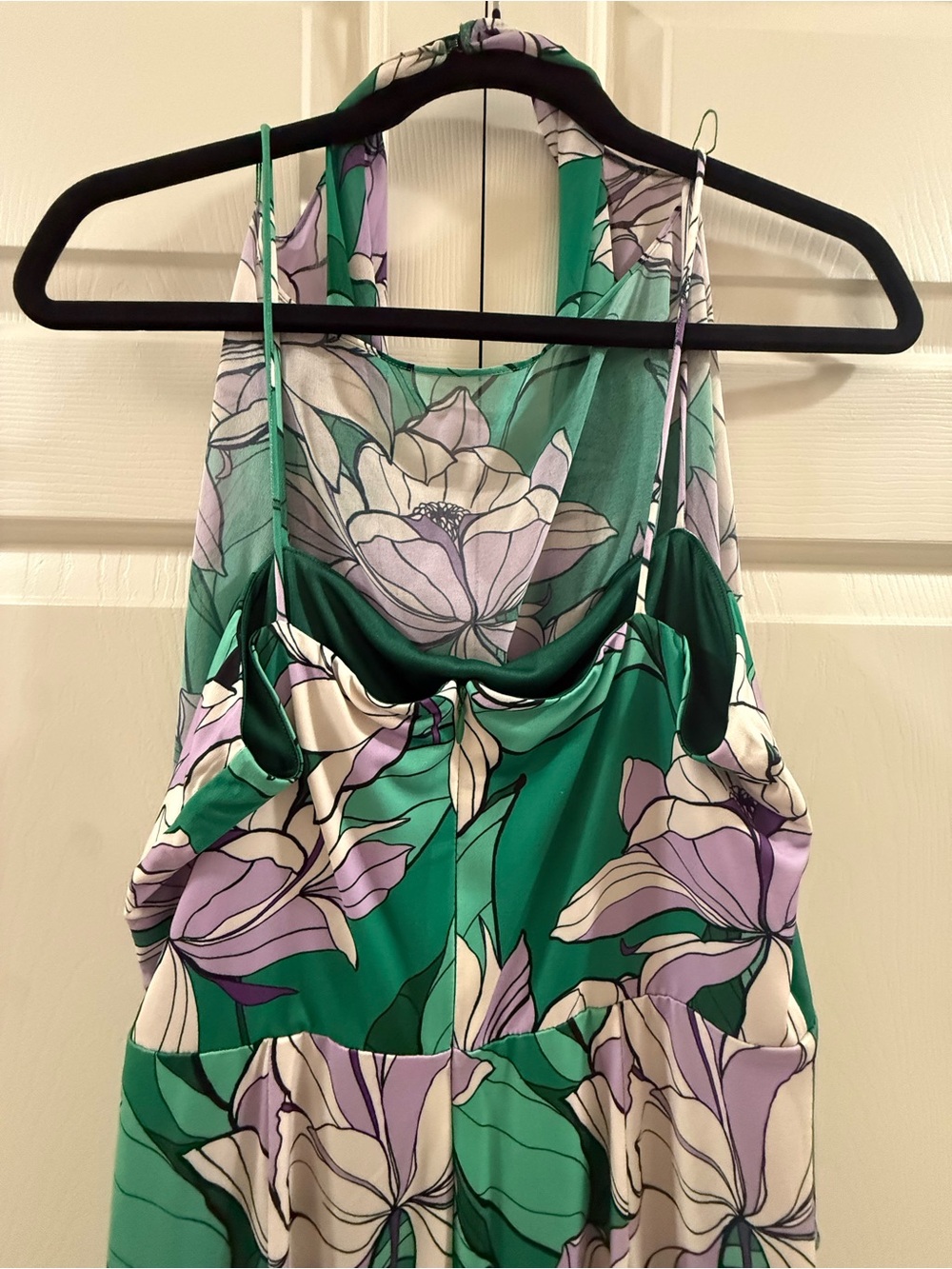 Alexia Admor Green Purple Floral Overlay Cocktail Dress Medium NWT - Picture 8 of 16